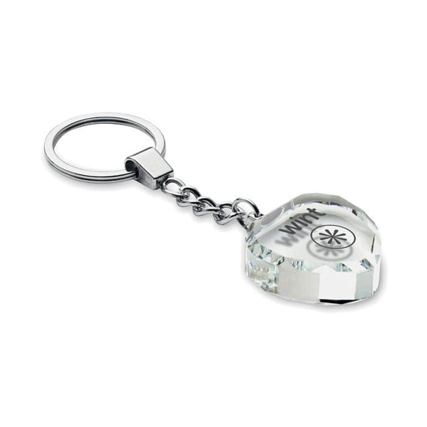 Portachiavi con cuore in vetro Trasparente - personalizzabile con logo