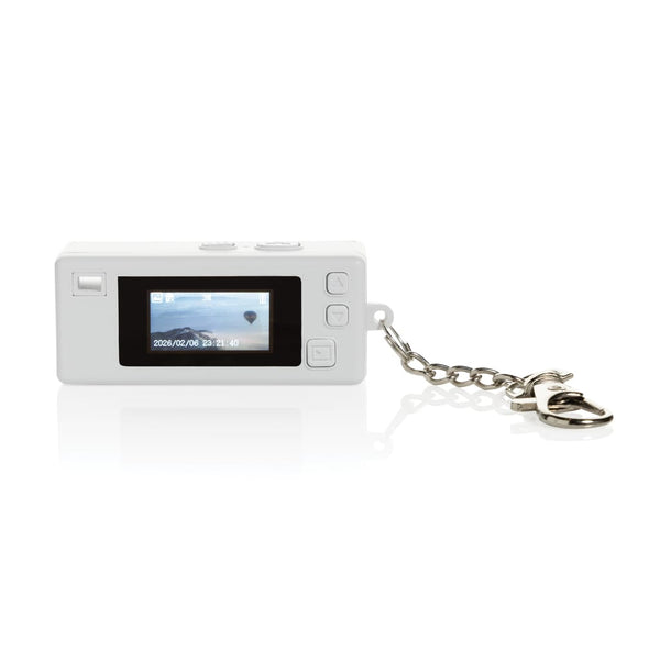 Portachiavi con fotocamera Cliq it RCS bianco - personalizzabile con logo