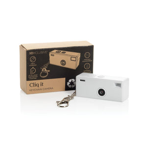 Portachiavi con fotocamera Cliq it RCS bianco - personalizzabile con logo