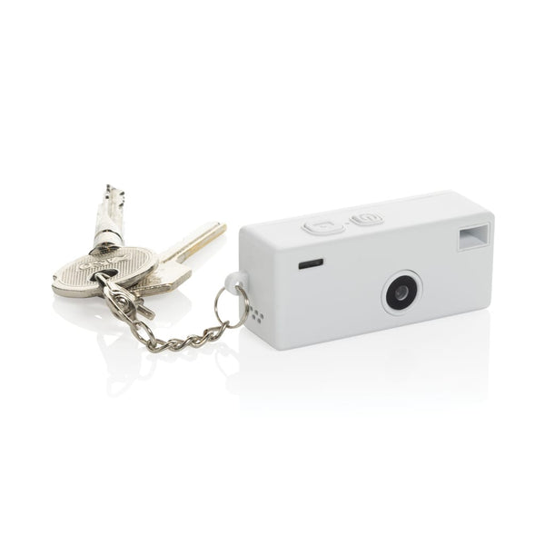 Portachiavi con fotocamera Cliq it RCS bianco - personalizzabile con logo