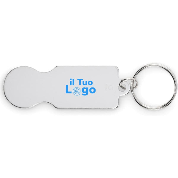 Portachiavi con gettone alluminio eco Color argento - personalizzabile con logo