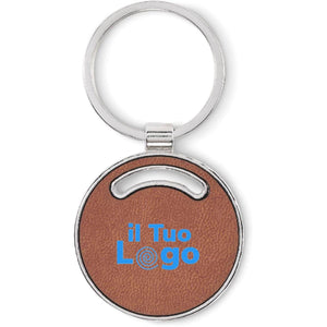 Portachiavi di forma rotonda Marrone - personalizzabile con logo