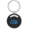 Portachiavi di forma rotonda Nero - personalizzabile con logo