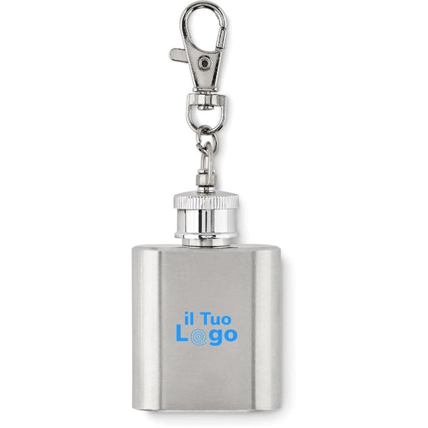 Portachiavi fiaschetta Color argento - personalizzabile con logo