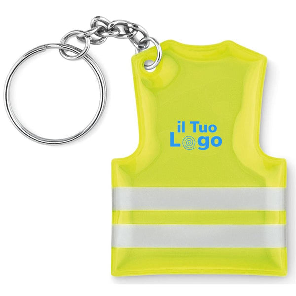 Portachiavi gilet rifrangente giallo - personalizzabile con logo