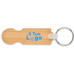 Portachiavi in bamboo beige - personalizzabile con logo