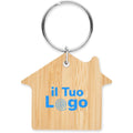 Portachiavi in bambù beige - personalizzabile con logo