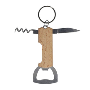 Portachiavi in bambù con apribottiglie natural - personalizzabile con logo