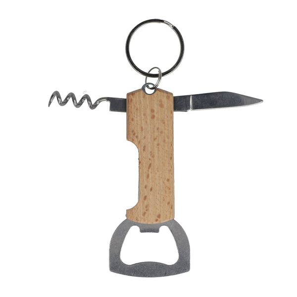 Portachiavi in bambù con apribottiglie natural - personalizzabile con logo