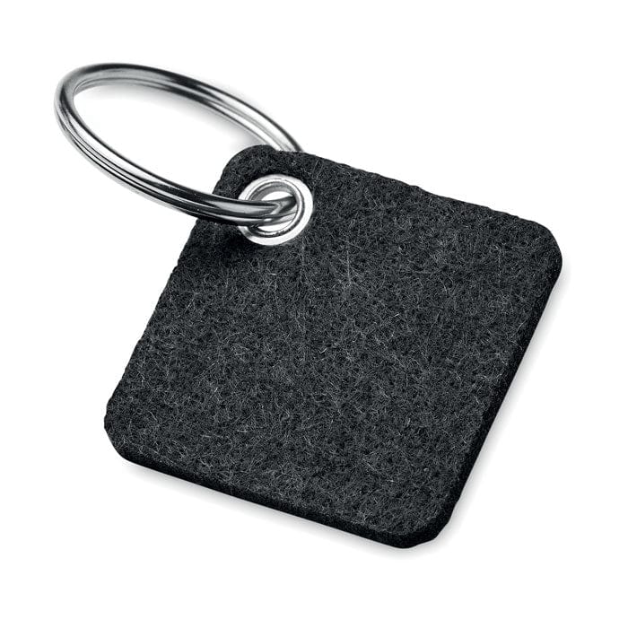 Portachiavi in feltro RPET quadrato grigio scuro - personalizzabile con logo