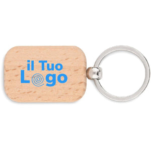 Portachiavi in legno beige - personalizzabile con logo