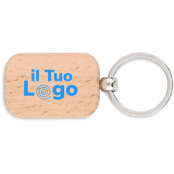 Portachiavi in legno beige - personalizzabile con logo