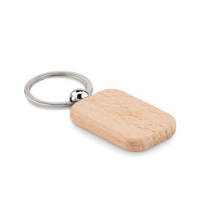 Portachiavi in legno beige - personalizzabile con logo