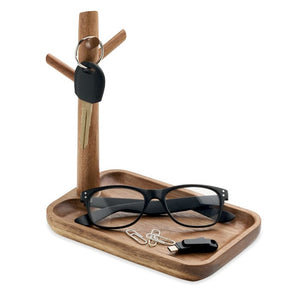 Portachiavi in legno d'acacia natural - personalizzabile con logo