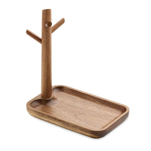 Portachiavi in legno d'acacia natural - personalizzabile con logo