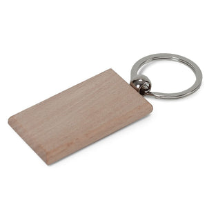 Portachiavi in legno rettangolare beige - personalizzabile con logo