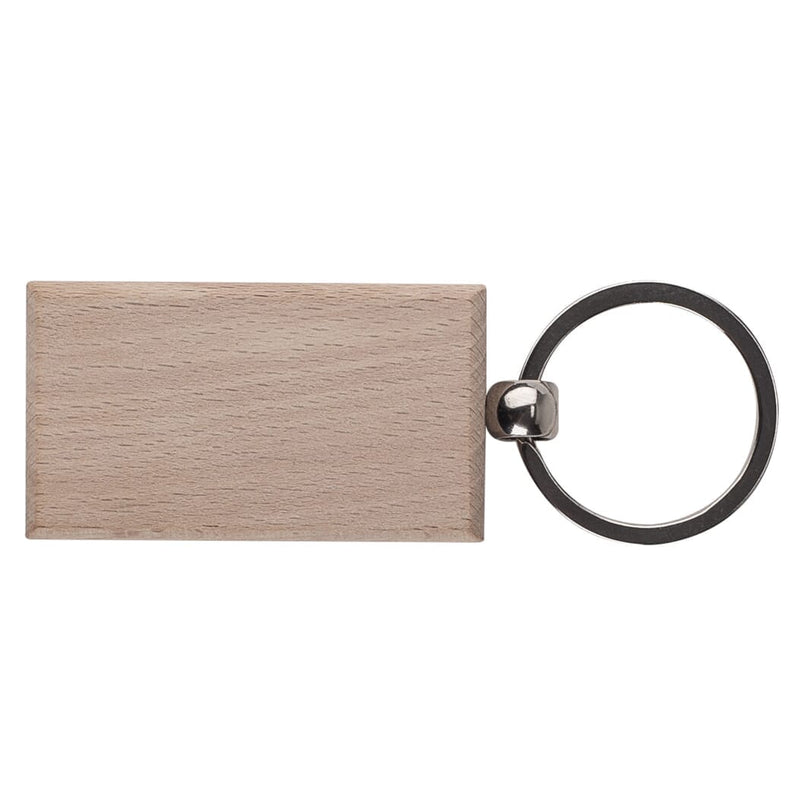 Portachiavi in legno rettangolare beige - personalizzabile con logo