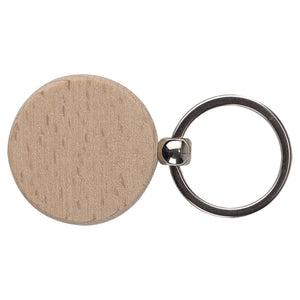 Portachiavi in legno tondo Ø40mm beige - personalizzabile con logo