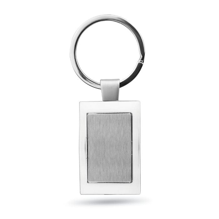 Portachiavi in metallo color argento - personalizzabile con logo
