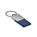 Portachiavi in metallo e PU blu navy - personalizzabile con logo