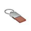 Portachiavi in metallo e PU Marrone - personalizzabile con logo