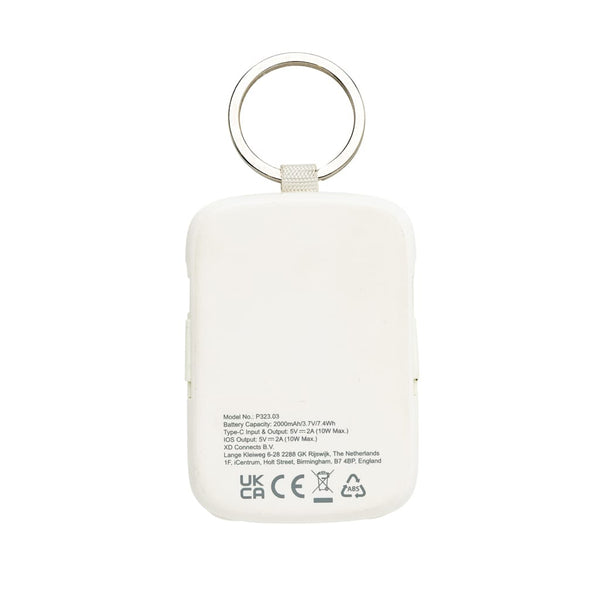 Portachiavi Nexo RCS con powerbank da 2.000 mAh e cavi - personalizzabile con logo