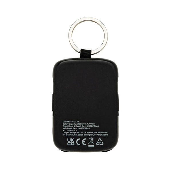 Portachiavi Nexo RCS con powerbank da 2.000 mAh e cavi - personalizzabile con logo