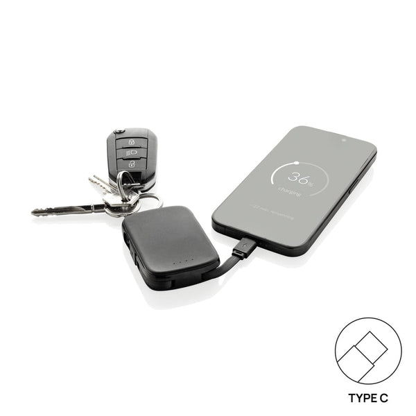 Portachiavi Nexo RCS con powerbank da 2.000 mAh e cavi - personalizzabile con logo
