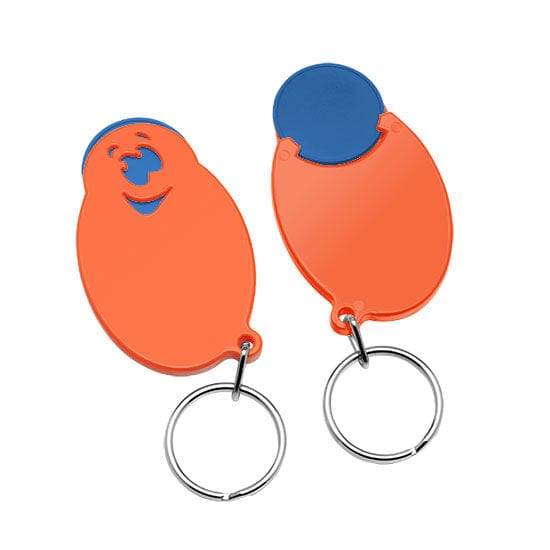 Portachiavi per carrelli a forma di casper Arancione / Blu - personalizzabile con logo