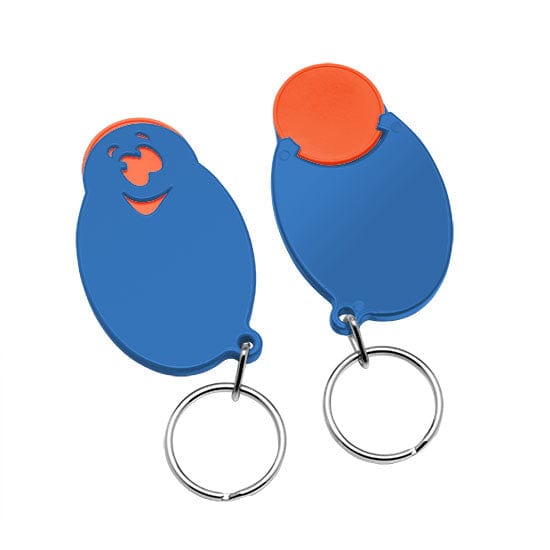 Portachiavi per carrelli a forma di casper Blu / Arancione - personalizzabile con logo