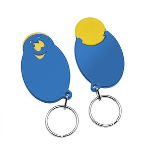 Portachiavi per carrelli a forma di casper Blu / Giallo - personalizzabile con logo