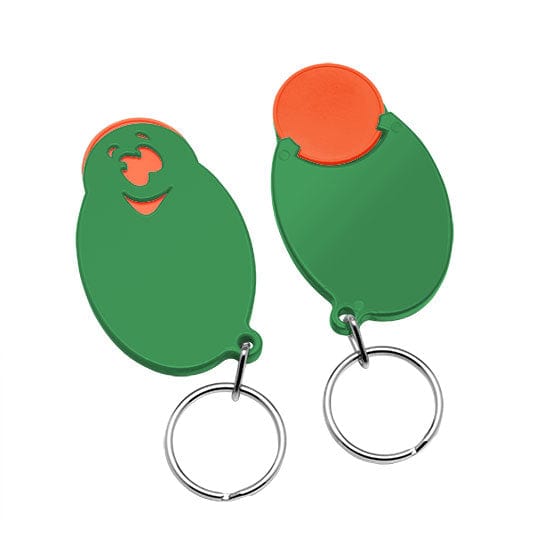 Portachiavi per carrelli a forma di casper Verde / Arancione - personalizzabile con logo