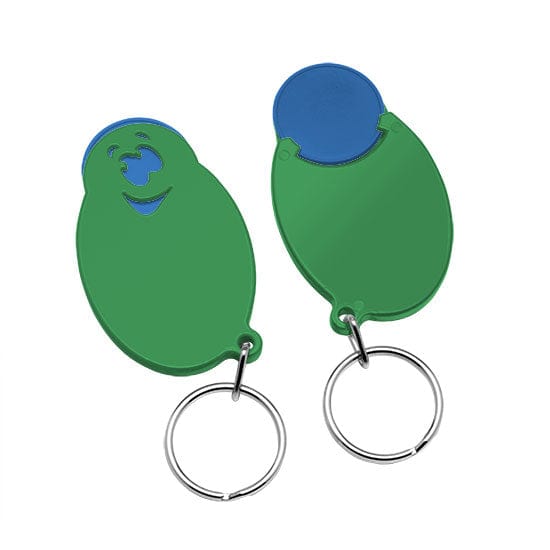 Portachiavi per carrelli a forma di casper Verde / Blu - personalizzabile con logo