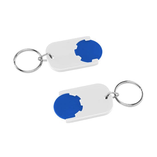 Portachiavi per carrelli basic EU Bianco / Blu - personalizzabile con logo