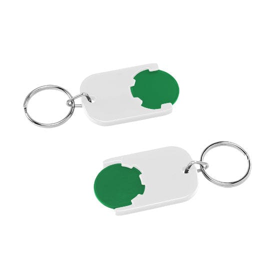 Portachiavi per carrelli basic EU Bianco / Verde - personalizzabile con logo