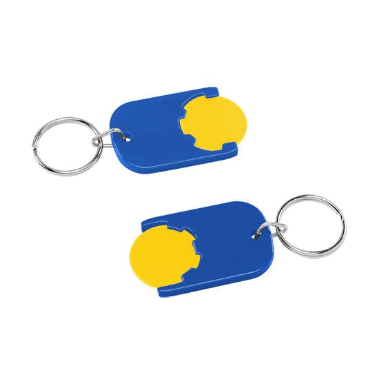 Portachiavi per carrelli basic EU Blu / Giallo - personalizzabile con logo