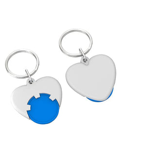 Portachiavi per carrelli Cuore Bianco / Blu - personalizzabile con logo