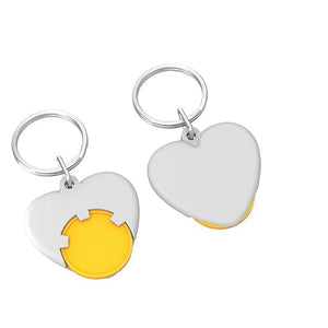 Portachiavi per carrelli Cuore Bianco / Giallo - personalizzabile con logo