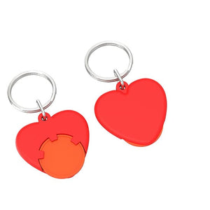 Portachiavi per carrelli Cuore Rosso / Arancione - personalizzabile con logo