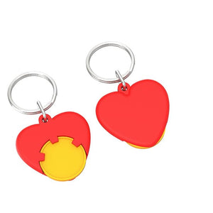 Portachiavi per carrelli Cuore Rosso / Giallo - personalizzabile con logo