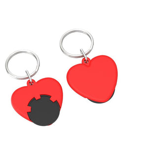 Portachiavi per carrelli Cuore Rosso / Nero - personalizzabile con logo