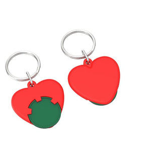 Portachiavi per carrelli Cuore Rosso / Verde - personalizzabile con logo