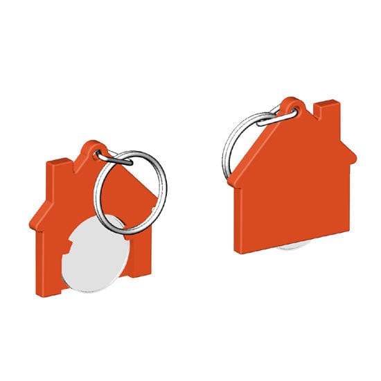 Portachiavi per carrello a forma di casa Arancione / Bianco - personalizzabile con logo