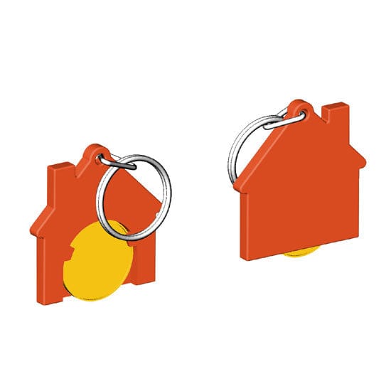 Portachiavi per carrello a forma di casa Arancione / Giallo - personalizzabile con logo