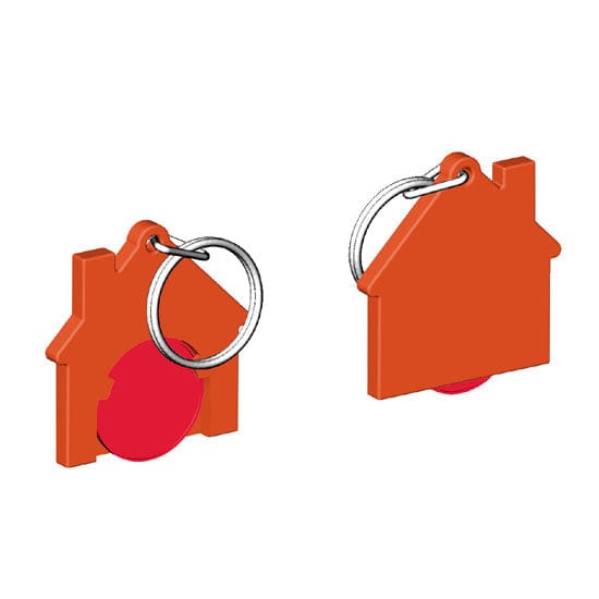 Portachiavi per carrello a forma di casa Arancione / Rosso - personalizzabile con logo