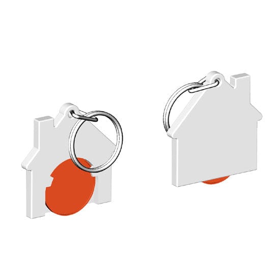 Portachiavi per carrello a forma di casa Bianco / Arancione - personalizzabile con logo