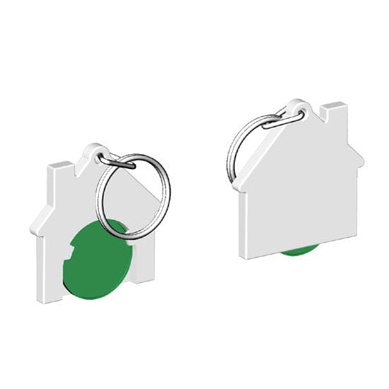 Portachiavi per carrello a forma di casa Bianco / Verde - personalizzabile con logo