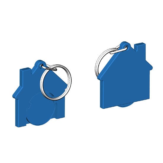 Portachiavi per carrello a forma di casa Blu / Blu - personalizzabile con logo