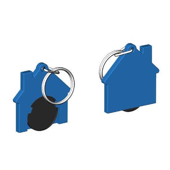 Portachiavi per carrello a forma di casa Blu / Nero - personalizzabile con logo