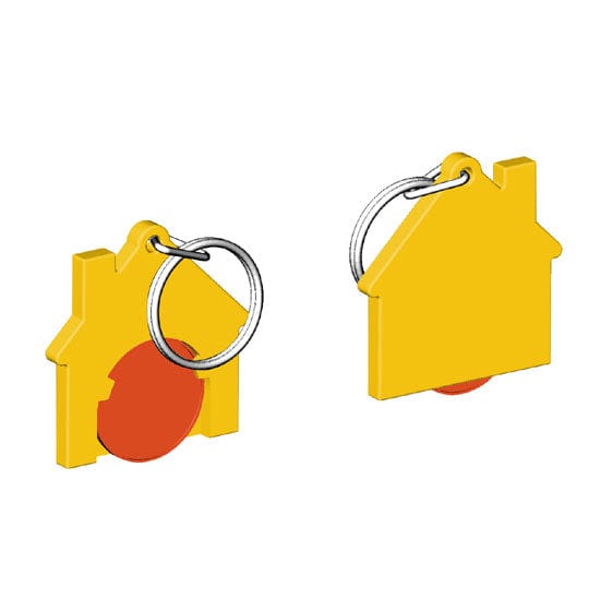 Portachiavi per carrello a forma di casa Giallo / Arancione - personalizzabile con logo